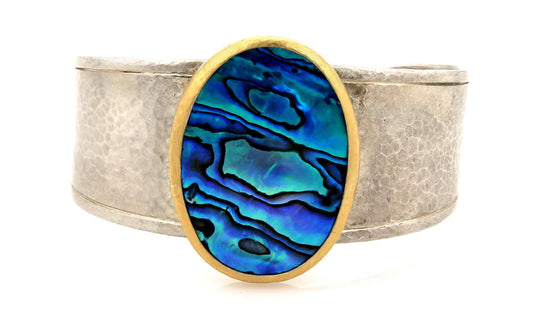 Gurhan 24k Gold Inlay & Sterling Silver Surf Paua Shell Cuff Bangle Bracelet | Bracelets | Bangles, Bracelets, catalog, cuffs, Designer Jewelry, Gurhan | Gurhan