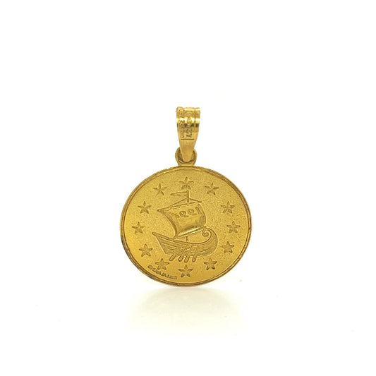 LaLaounis 1994 Sailboat 18k Yellow Gold Round Coin Charm Pendant