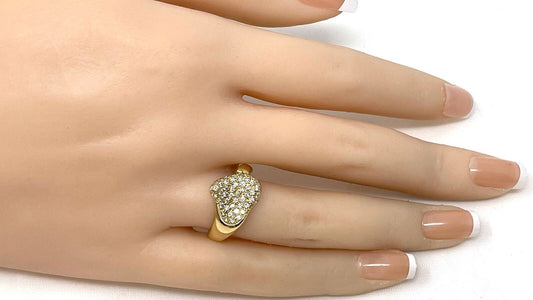 Tiffany & Co. Peretti Full Heart Pave Diamond 18k Yellow Gold Open Ring - Size 5.5