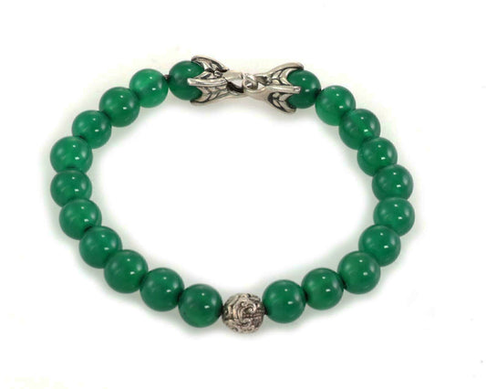 David Yurman Green Onyx Sterling Silver Spiritual Bead Bracelet