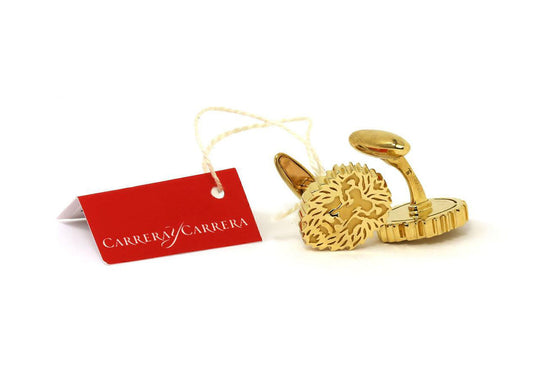 Carrera y Carrera Lion Head 18k Yellow Gold Cufflinks