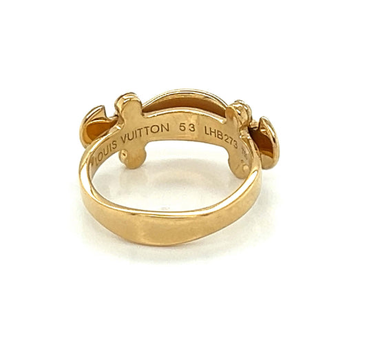 Louis Vuitton 18k Yellow Gold Stand By Me Ring - Size 6