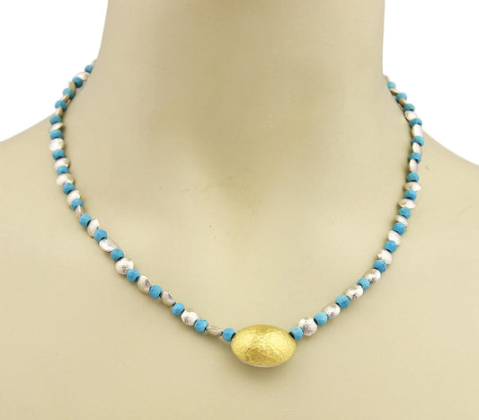 Gurhan Jordan Turquoise Bead Sterling & 24k Layered Gold Necklace | Necklaces | catalog, Designer Jewelry, Gurhan, Necklaces, Sterling Silver | Gurhan