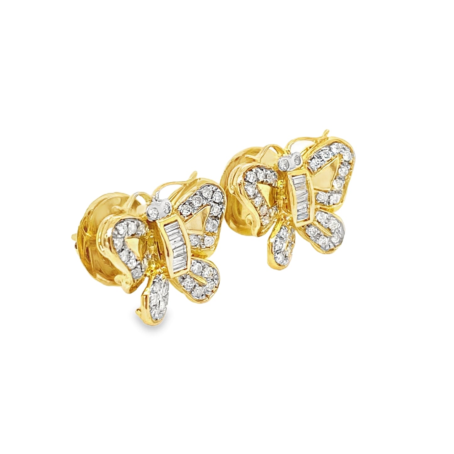 Diamond Butterfly 18k Yellow Gold Stud Earrings