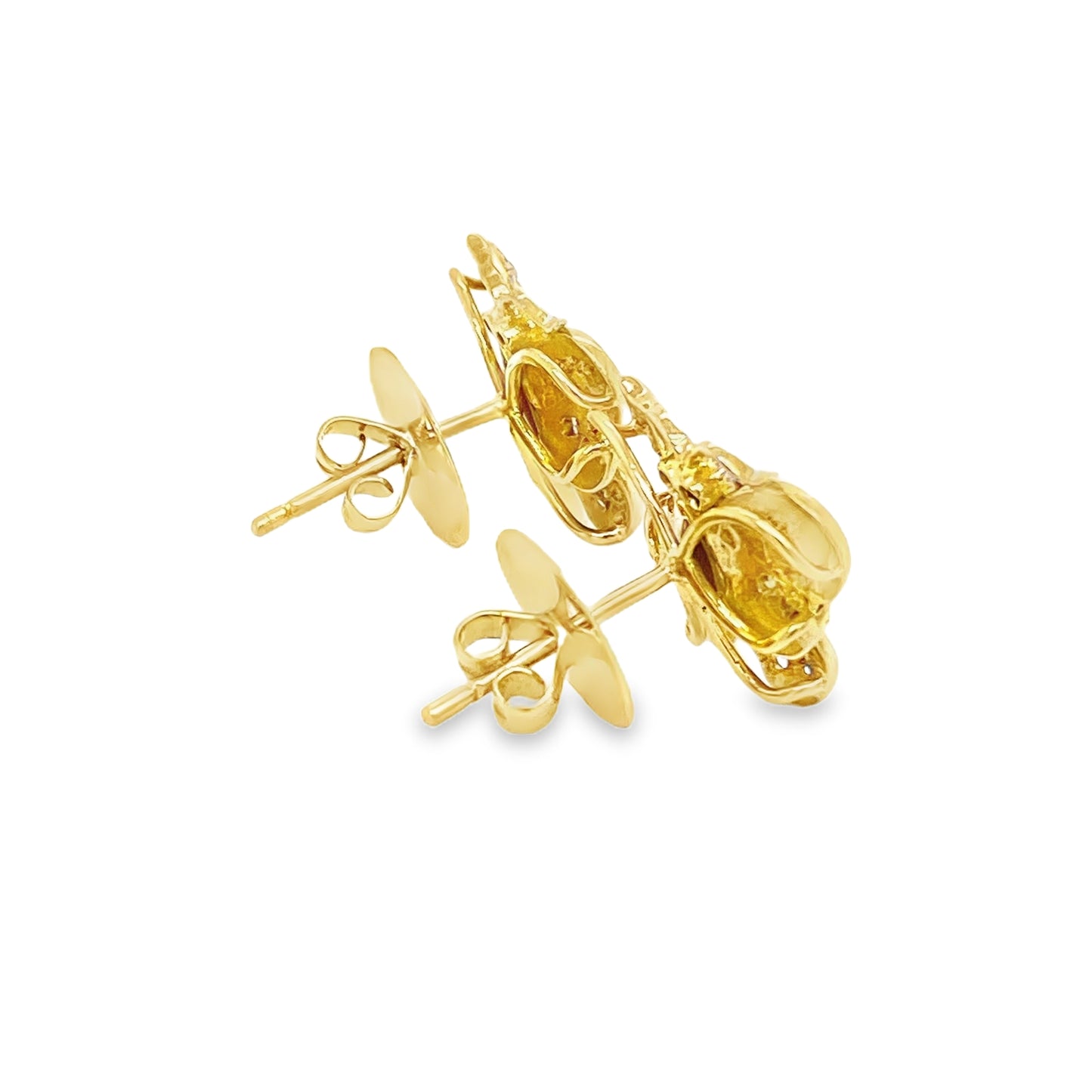 Diamond Butterfly 18k Yellow Gold Stud Earrings