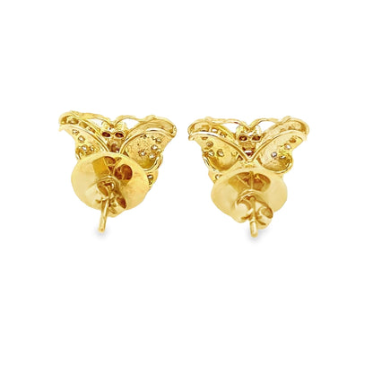 Diamond Butterfly 18k Yellow Gold Stud Earrings