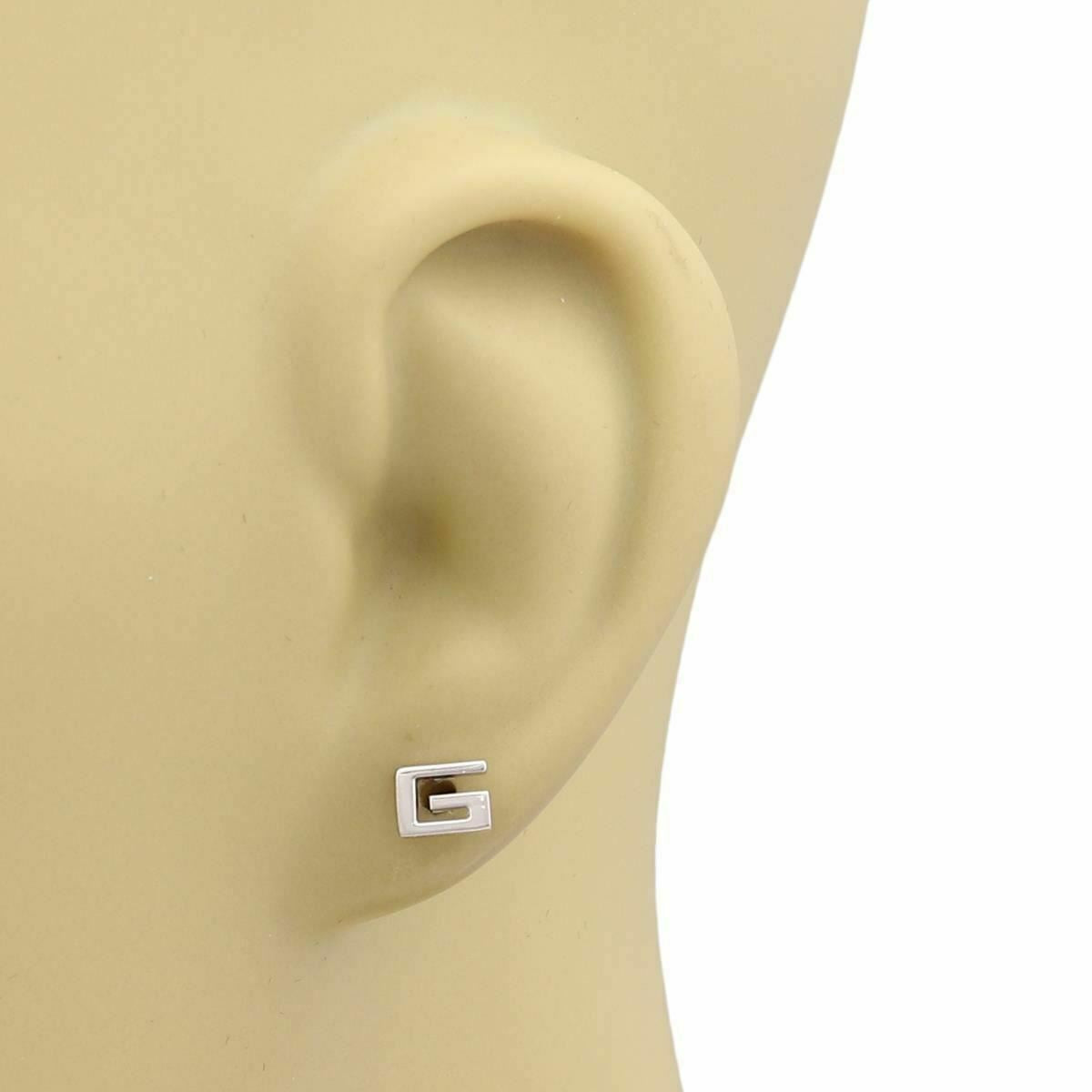 Gucci G Logo 18k White Gold Stud Earrings