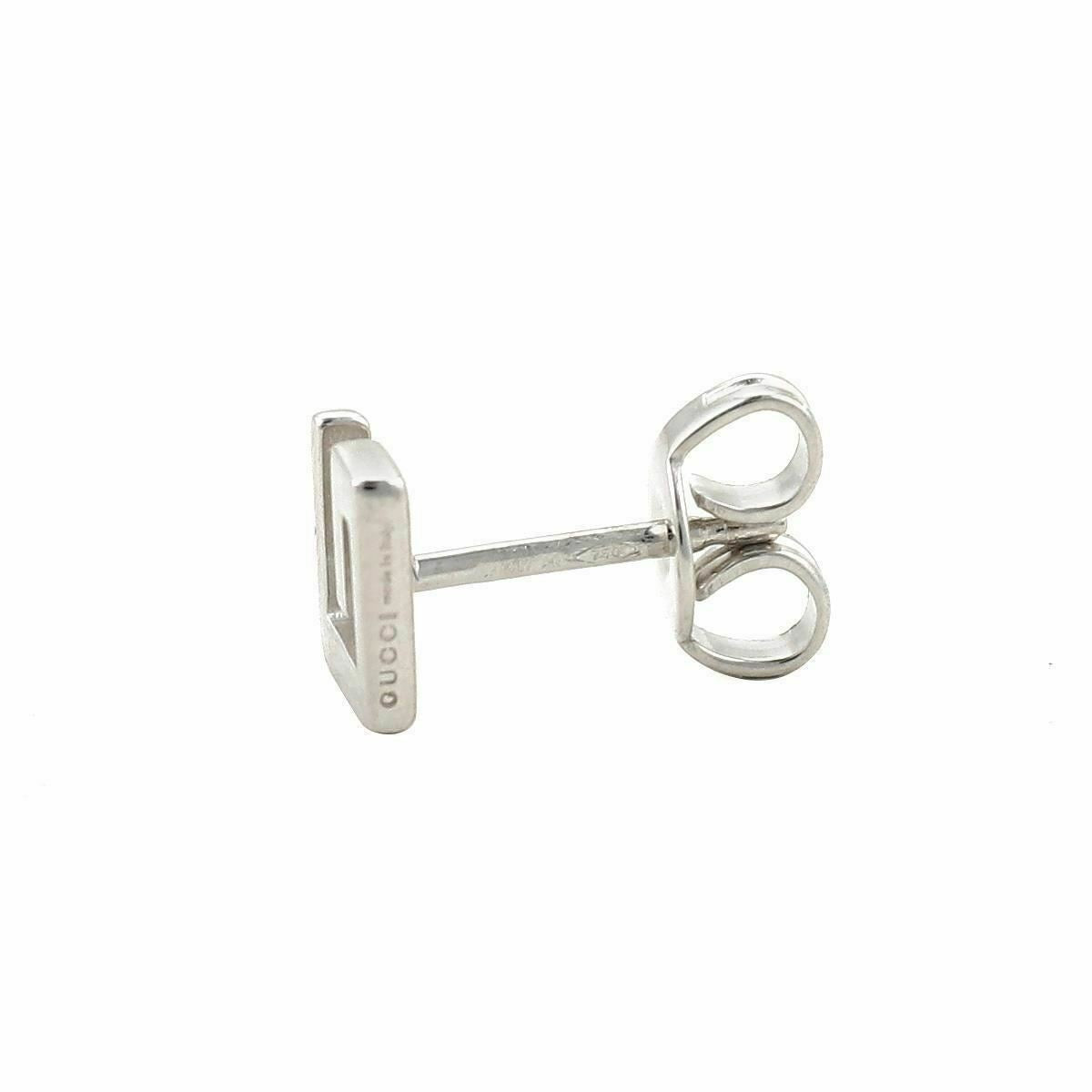 Gucci G Logo 18k White Gold Stud Earrings