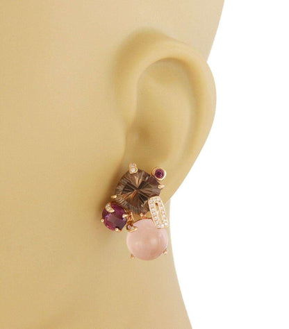 Bellarri 18k Rose Gold Diamond & Multi Gems Earrings