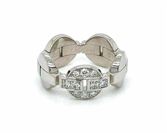 Cartier Himalia Diamond 18k White Gold Band Ring w/Cert - Size 6