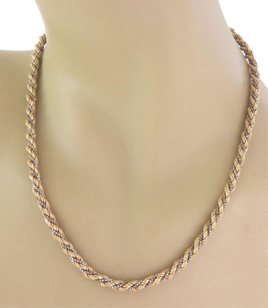 Twisted 18k Two Tone Gold Rope Chain Necklace