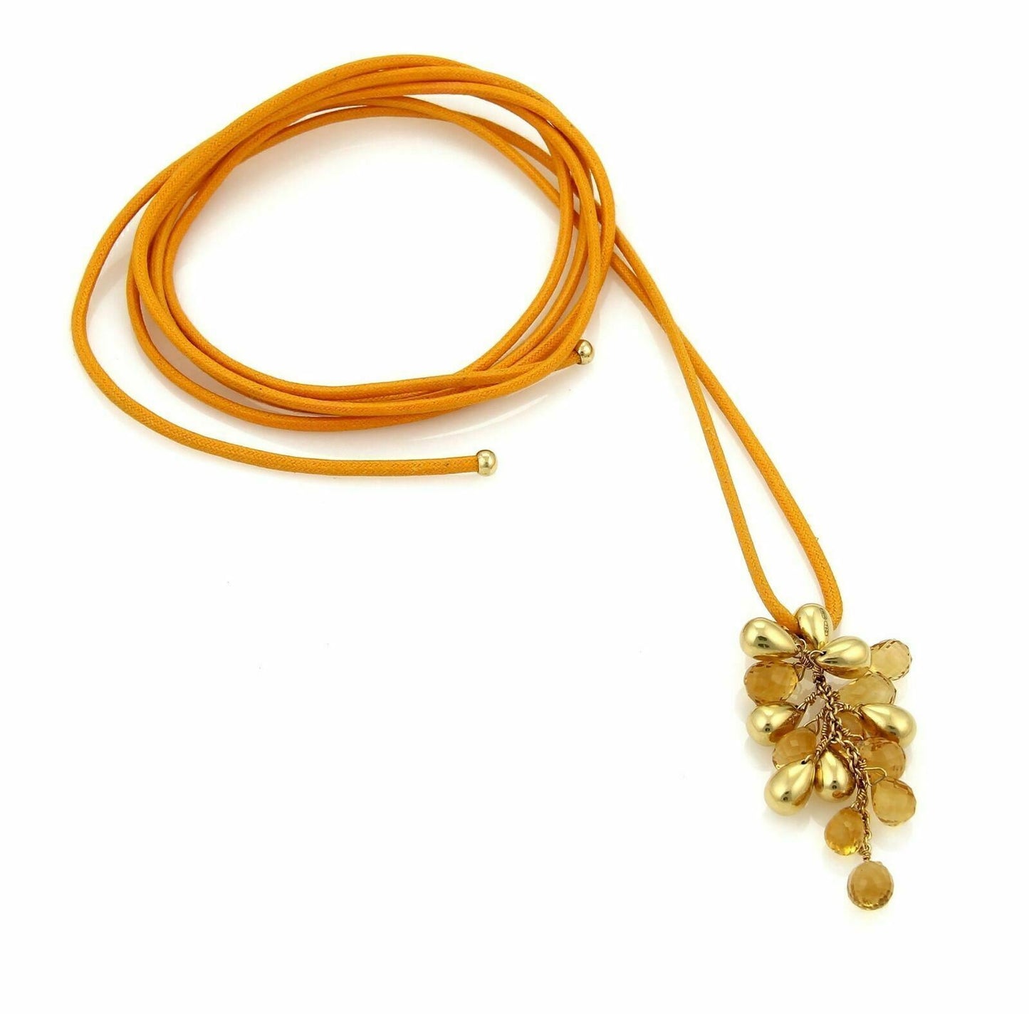 Marco Bicego Acapulco 18k Yellow Gold Citrine  Cluster Bead & Long Cord Necklace