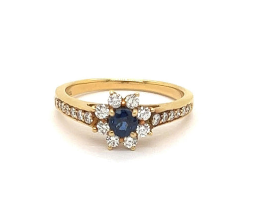 Tiffany & Co. Diamond Sapphire 18k Yellow Gold Ring - Size 6.5