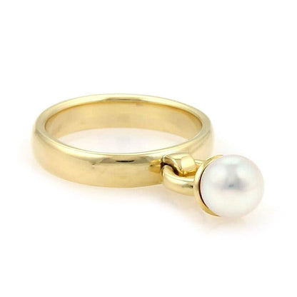 Tiffany & Co. Fascination Pearl 18k Yellow Gold Drop Charm Band Ring - Size 6