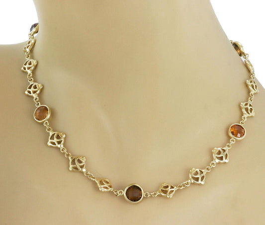 David Yurman Logo citrine smoky quartz 18k yellow gold necklace