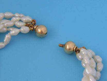 Mikimoto 18k Yellow Gold Five Strand Rice Pearls Bracelet