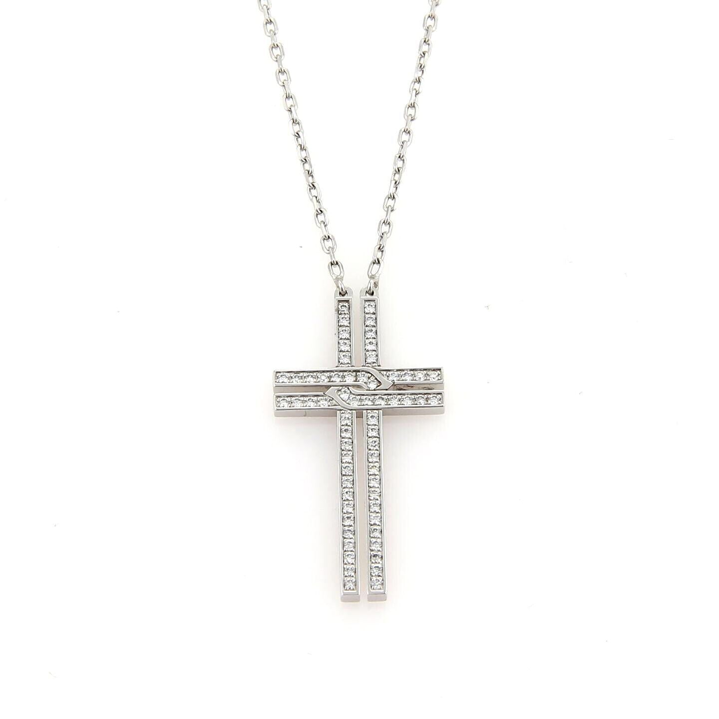 Cartier Diamond 18k White Gold Cross Pendant w/Paper