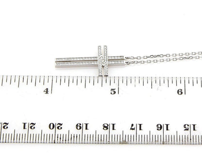 Cartier Diamond 18k White Gold Cross Pendant w/Paper