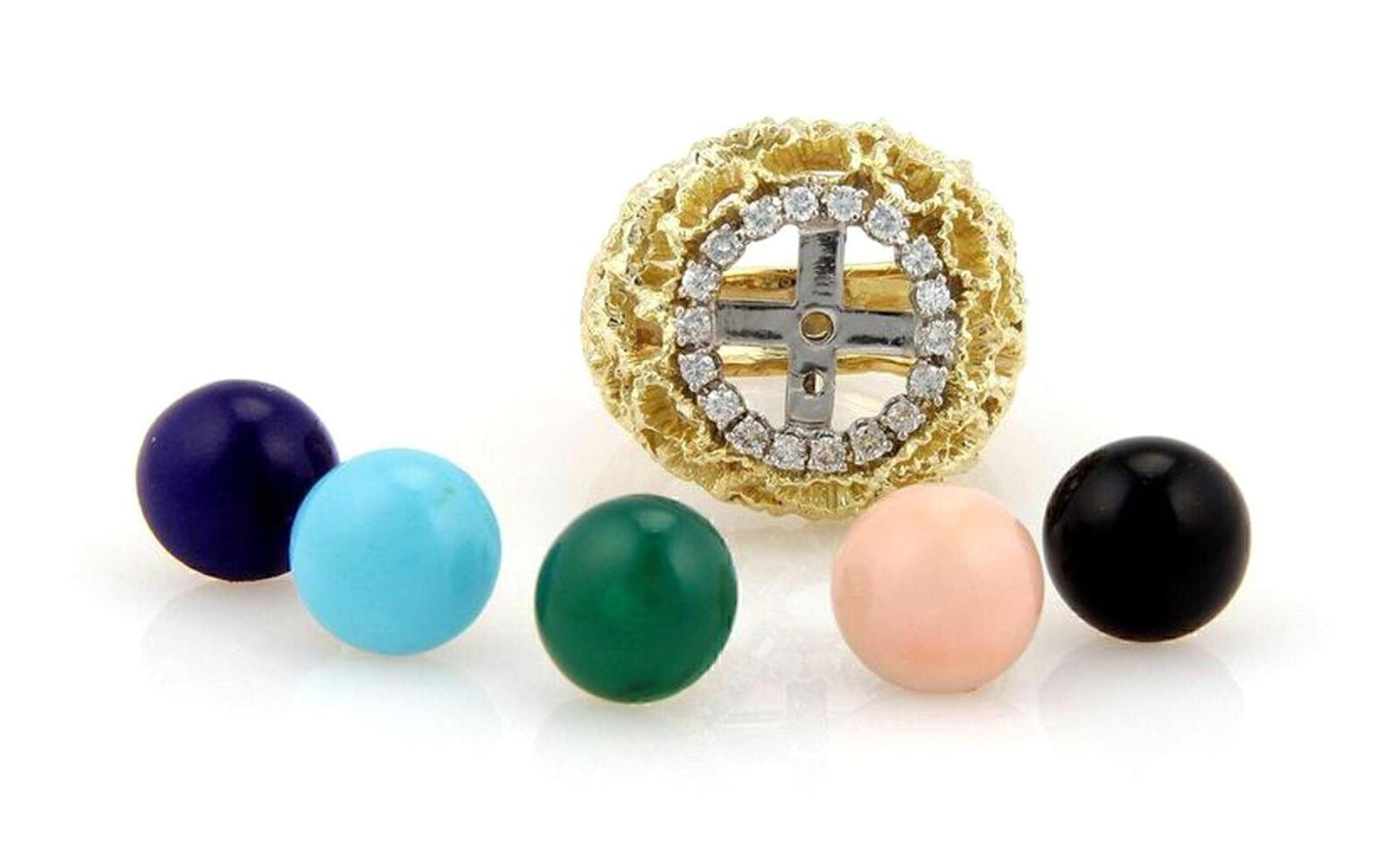 Diamond 18k Yellow Gold 5 Interchangeable Gemstone Ring - Size 10