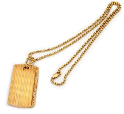 Roberto Coin Diamond 18k Yellow Gold Rectangular ID Pendant Necklace