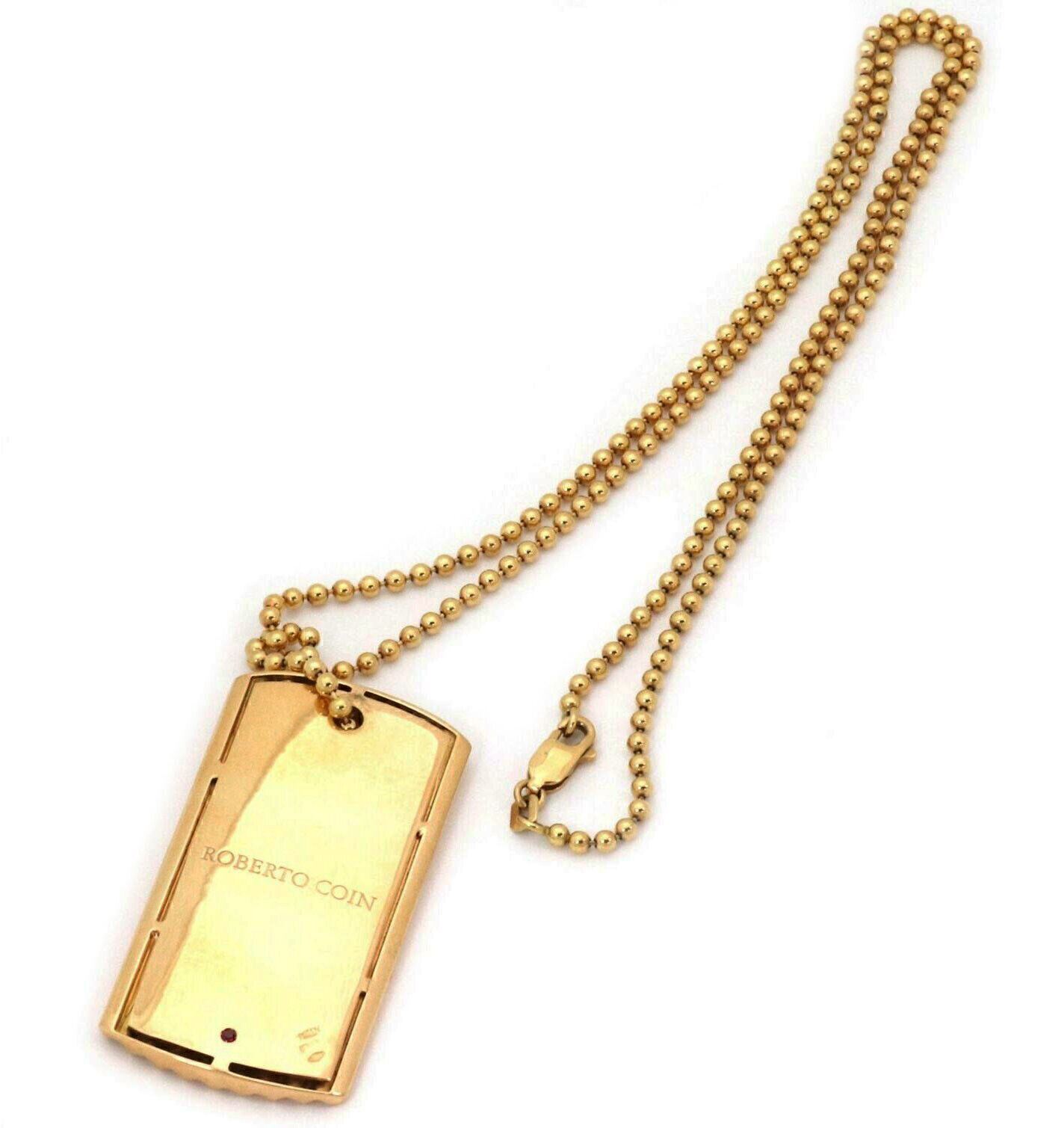 Roberto Coin Diamond 18k Yellow Gold Rectangular ID Pendant Necklace