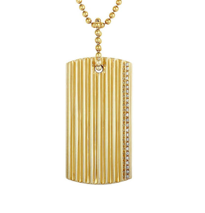 Roberto Coin Diamond 18k Yellow Gold Rectangular ID Pendant Necklace