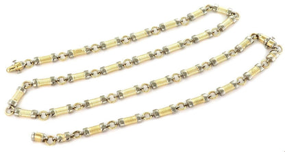 Fancy Bar Link 14k Two Tone Gold Convertible Necklace Bracelet Set