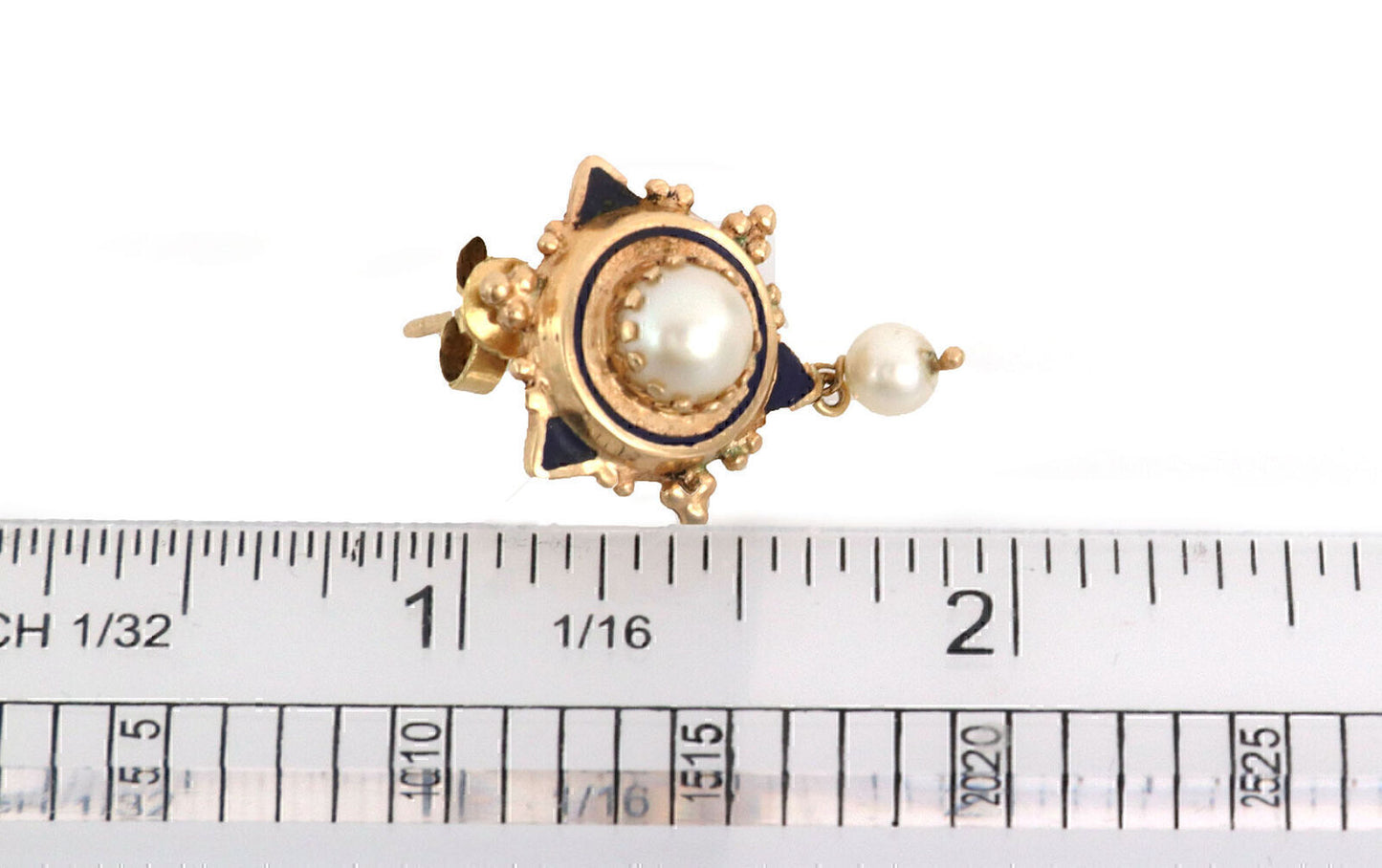 Pearls & Enamel 14k Yellow Gold Fancy Earring