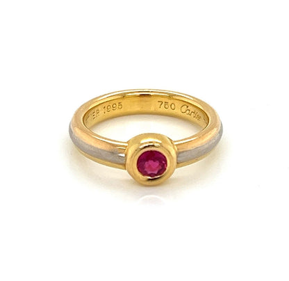 Cartier 18k Tri Color Gold Ruby Stack Band Ring w/Cert - Size 4