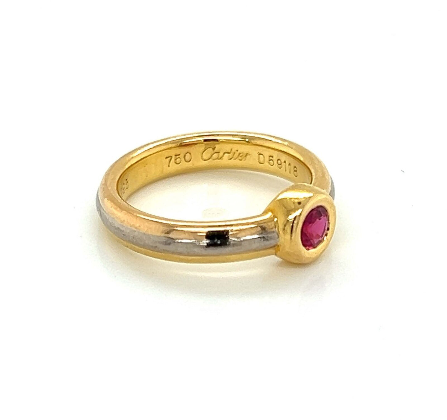 Cartier 18k Tri Color Gold Ruby Stack Band Ring w/Cert - Size 4