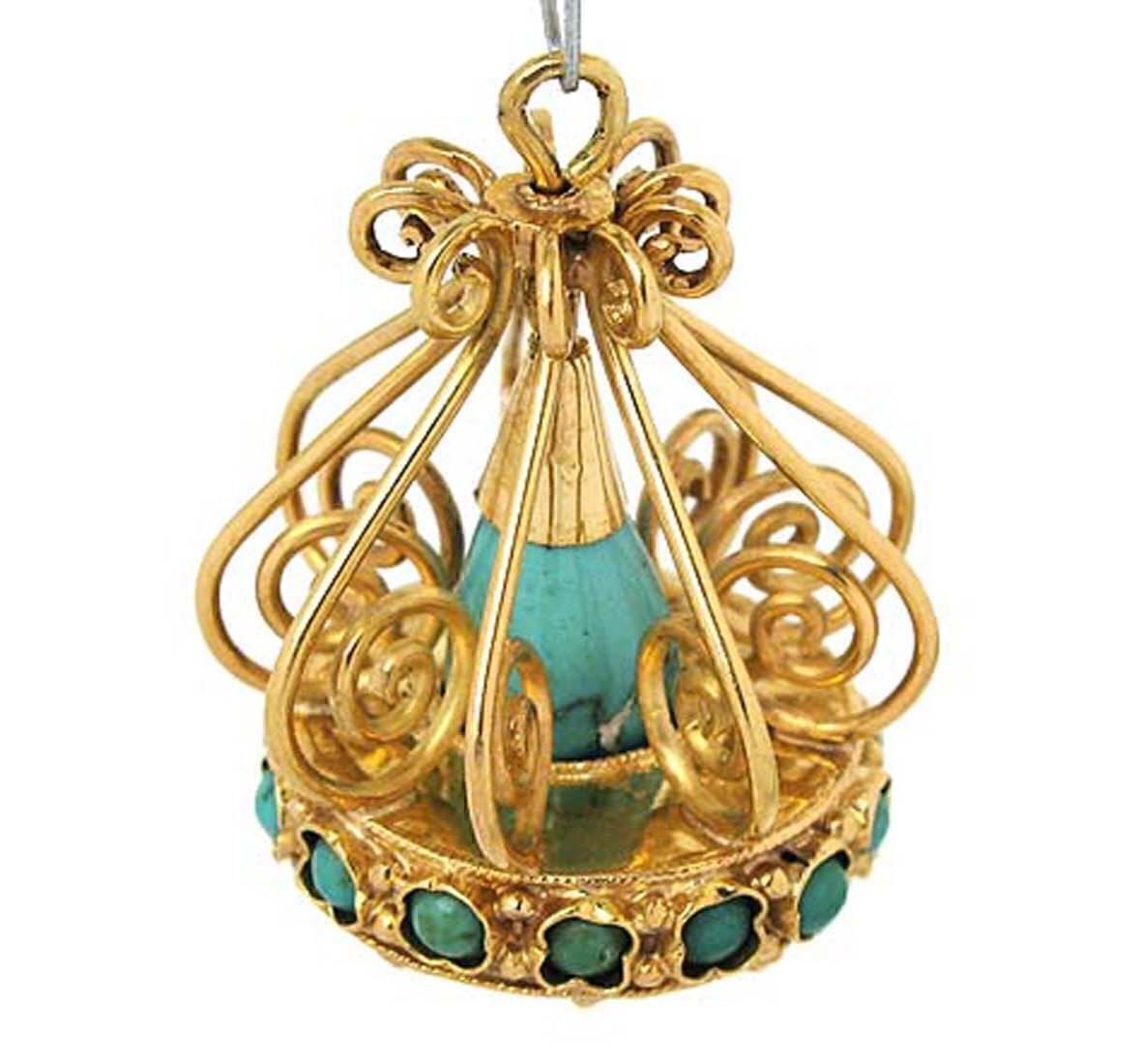 Turquoise Chandelier 18k Yellow Gold Charm Pendant