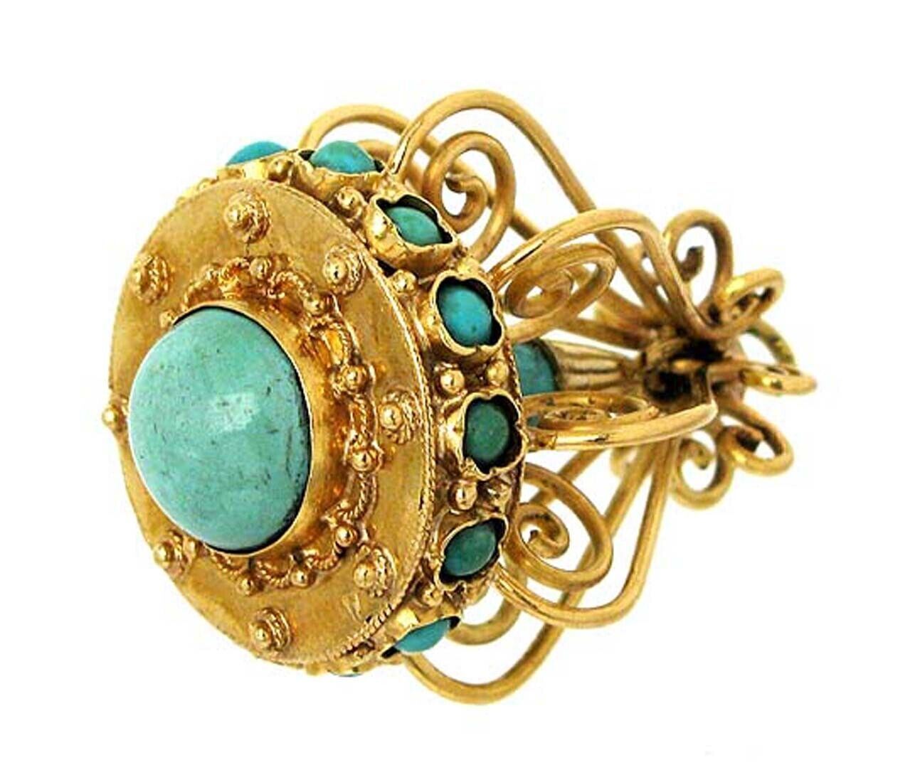 Turquoise Chandelier 18k Yellow Gold Charm Pendant