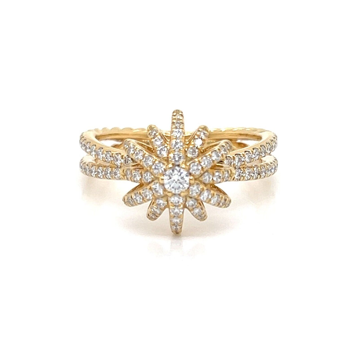 David Yurman Starburst Pave Set Diamond 18k Yellow Gold Ring - Size 6