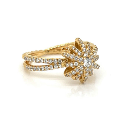 David Yurman Starburst Pave Set Diamond 18k Yellow Gold Ring - Size 6