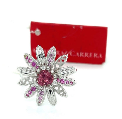 Carrera y Carrera Primavera Tourmaline 18k White Gold Spinner Flower Ring