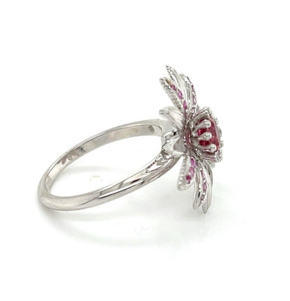 Carrera y Carrera Primavera Tourmaline 18k White Gold Spinner Flower Ring