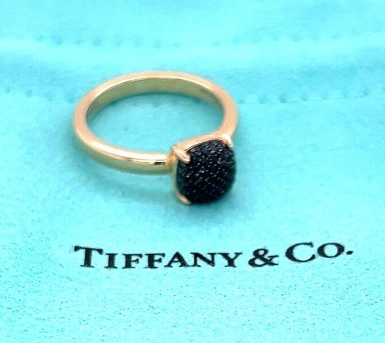 Tiffany & Co. Picasso Black Spinel Sugar Stacks 18k Rose Gold Ring  - Size 4.5