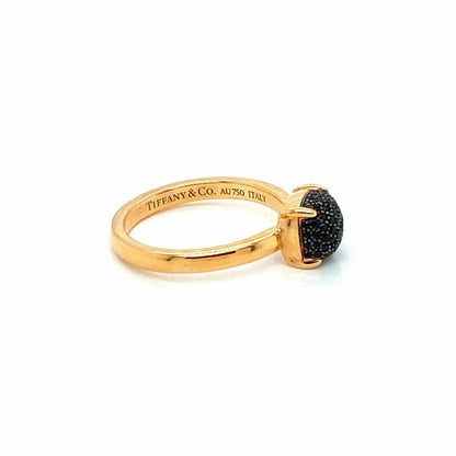 Tiffany & Co. Picasso Black Spinel Sugar Stacks 18k Rose Gold Ring  - Size 4.5