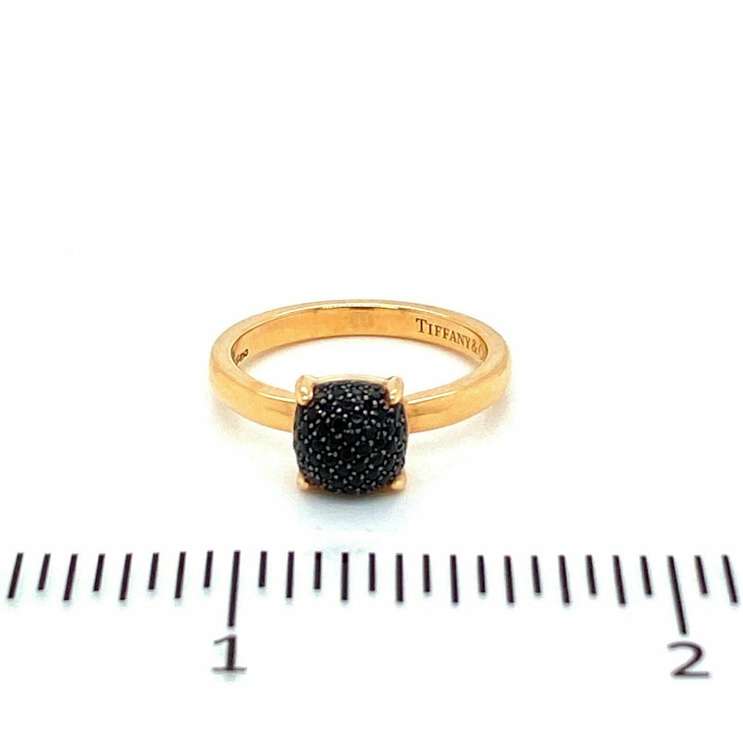 Tiffany & Co. Picasso Black Spinel Sugar Stacks 18k Rose Gold Ring  - Size 4.5