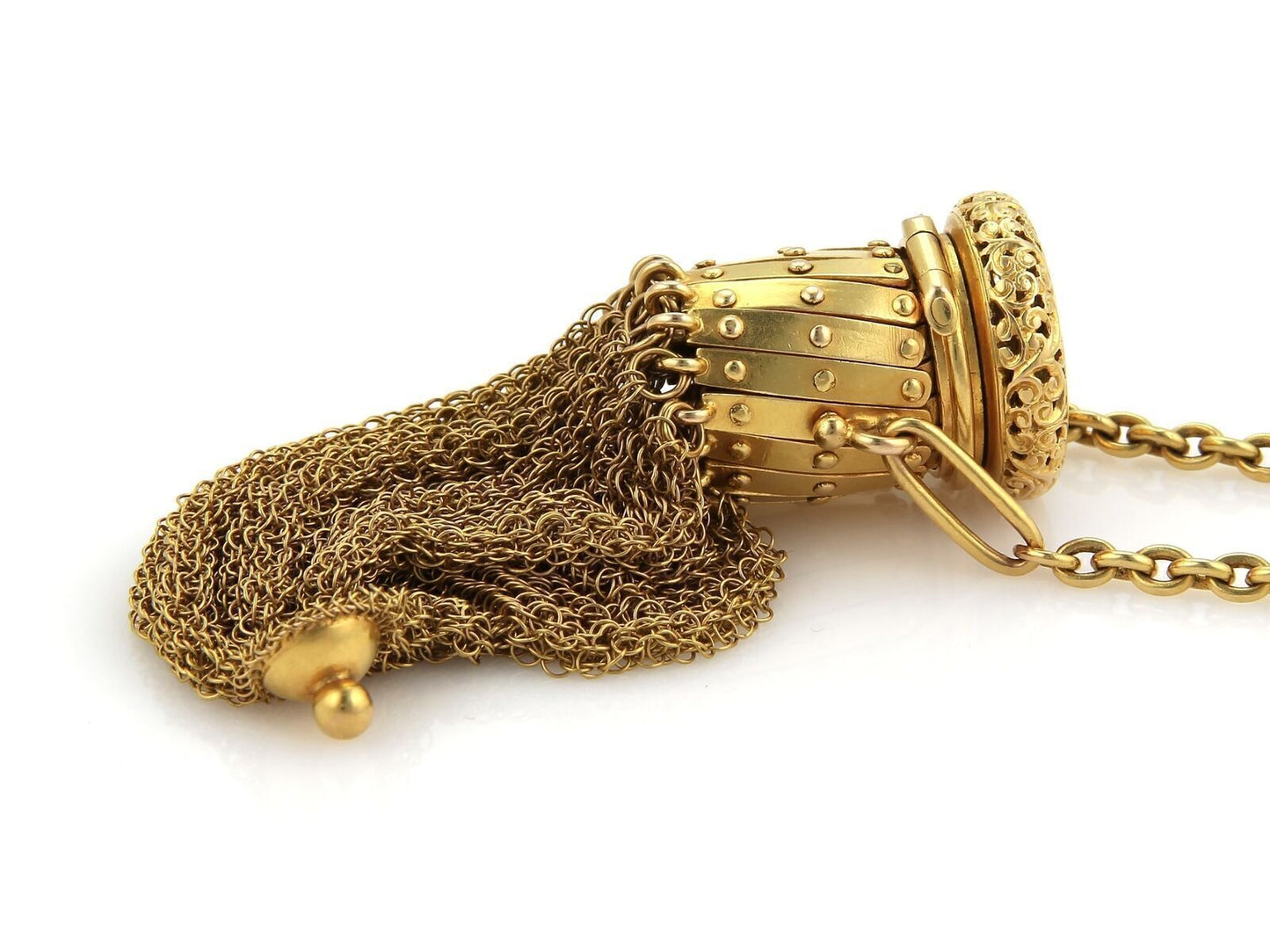 Cork Screw Top 21k Gold Antique Mesh Purse Bag