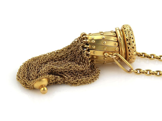 Cork Screw Top 21k Gold Antique Mesh Purse Bag