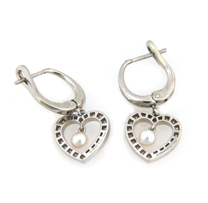 Tiffany & Co. Diamond Pearls Platinum Hoop Top Hearts Dangle Earrings