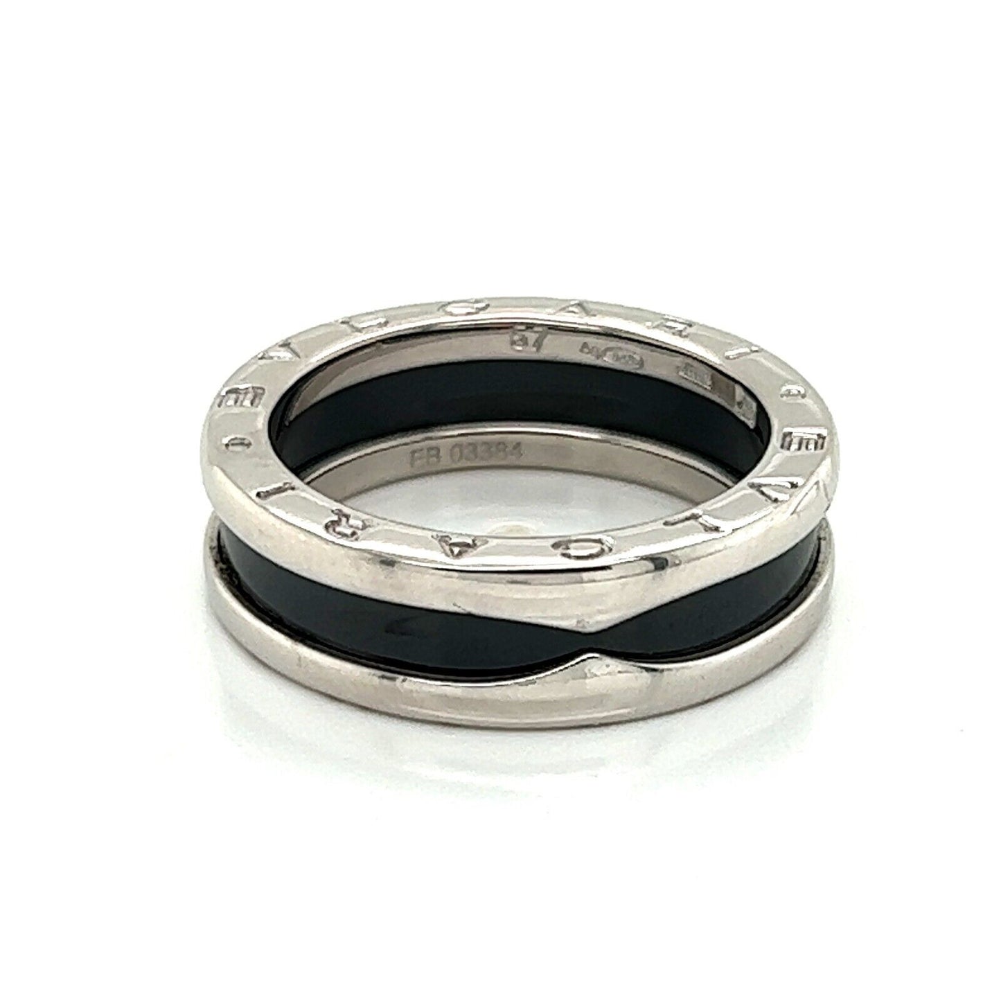 Bvlgari B.zero1 Save The Children Black Ceramic Sterling Silver Ring - Size 7.75