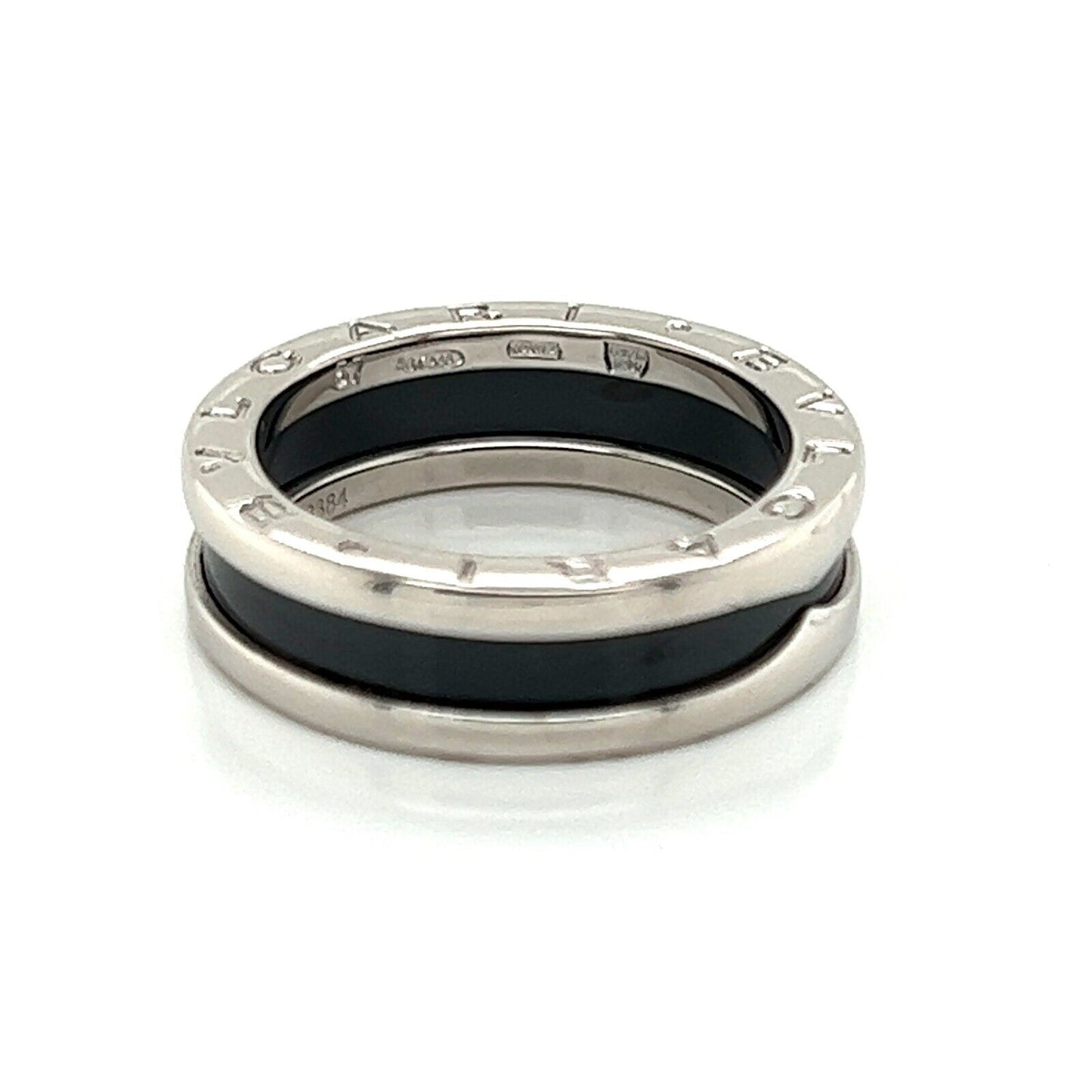 Bvlgari B.zero1 Save The Children Black Ceramic Sterling Silver Ring - Size 7.75