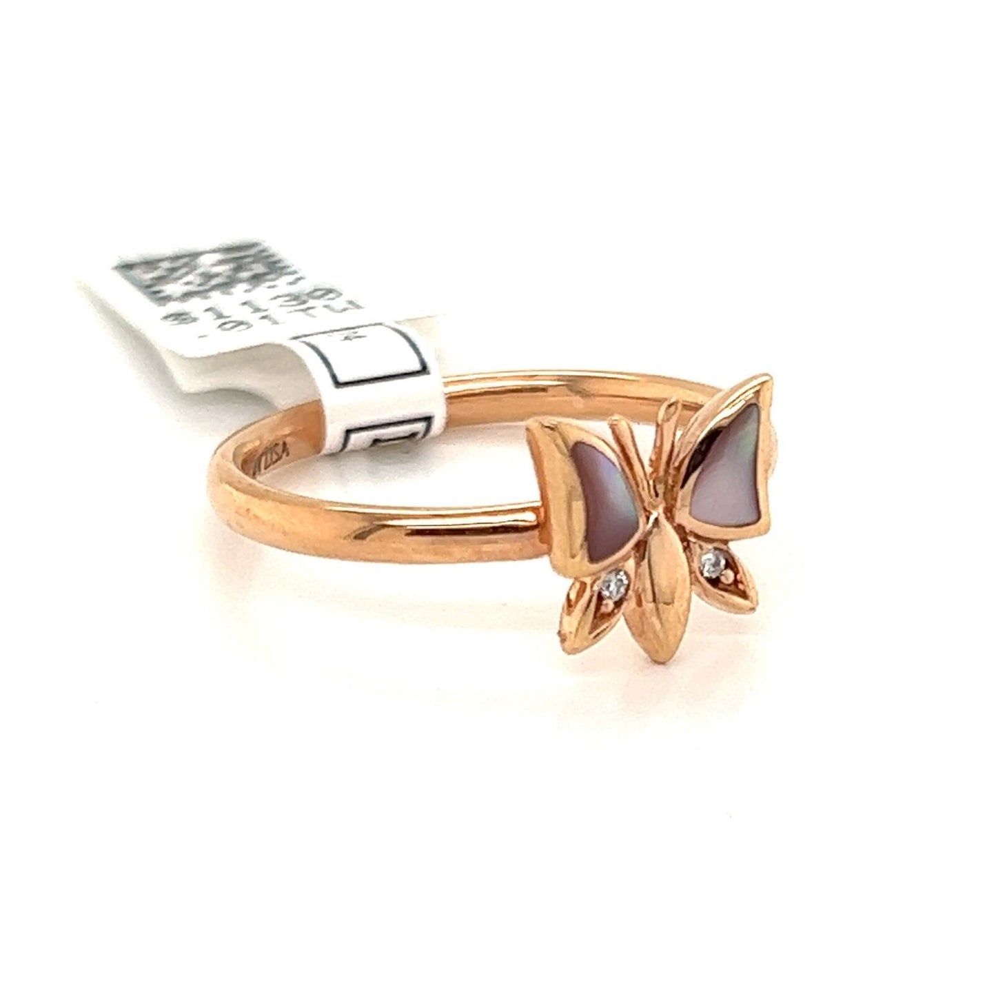 Kabana  14k Rose Gold Diamond MOP Butterfly Ring - Size 6.5