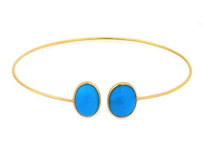 Turquoise 18k Yellow Gold Slim Flex Wire Cuff Bracelet