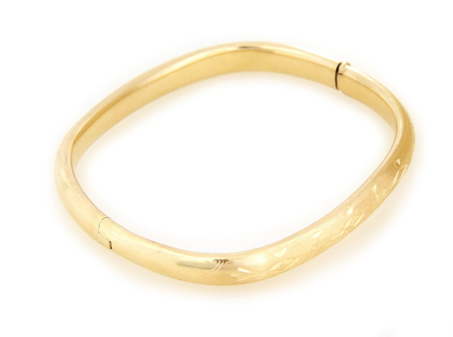 Diamond Cut Floral Design 14k Yellow Gold Bangle