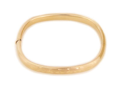 Diamond Cut Floral Design 14k Yellow Gold Bangle