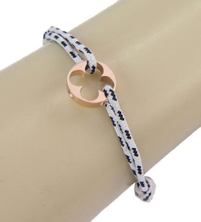 Louis Vuitton France Empreinte 18k Pink Gold Charm Black & White Cord Bracelet