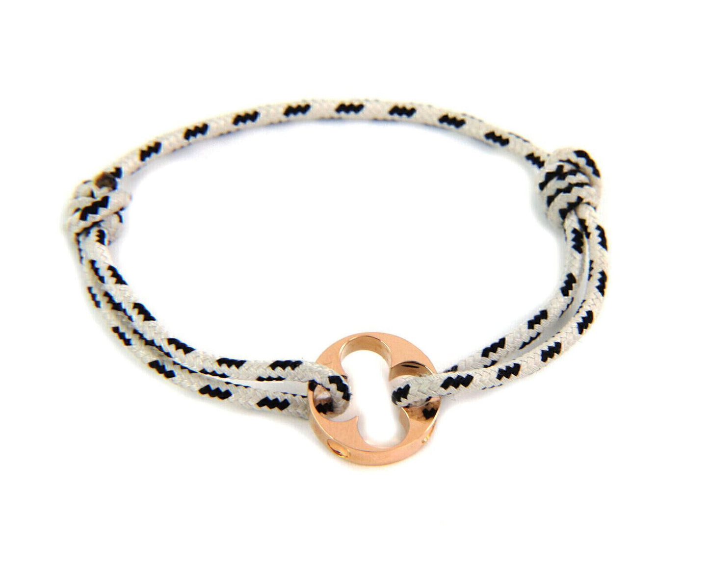 Louis Vuitton France Empreinte 18k Pink Gold Charm Black & White Cord Bracelet